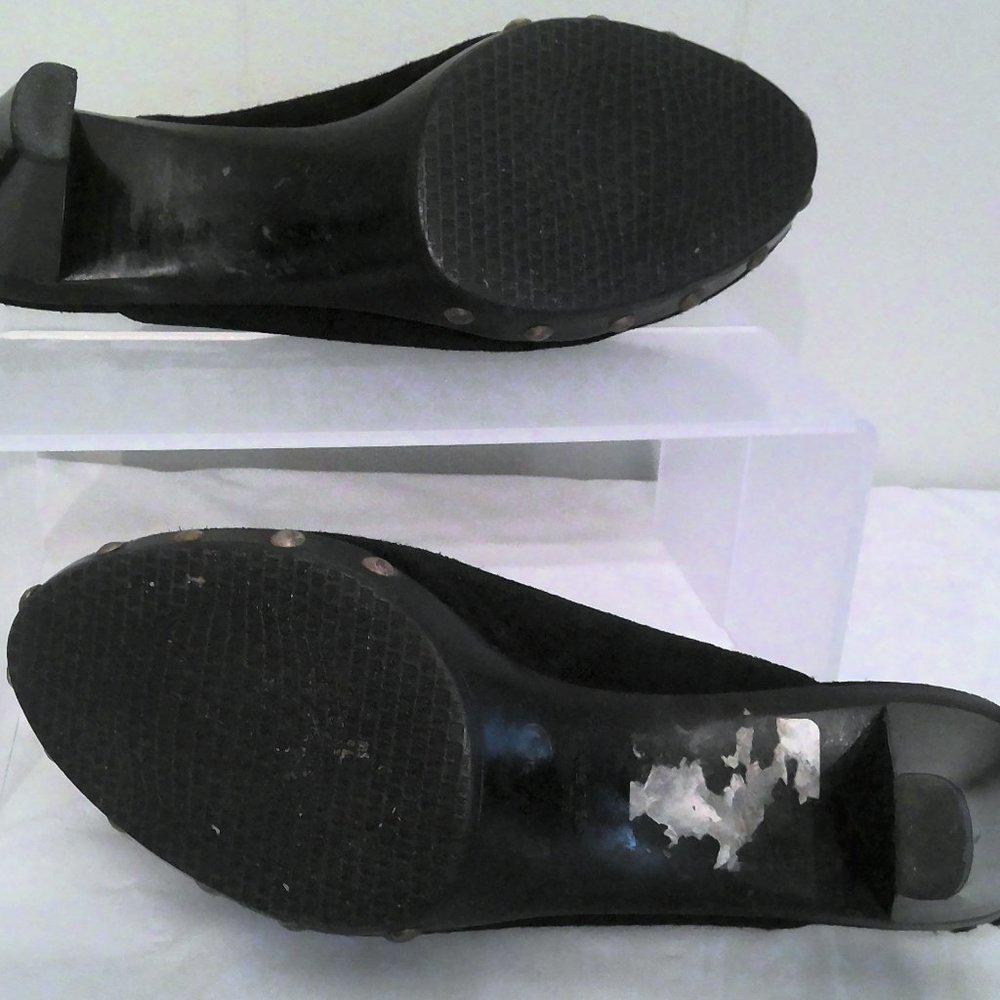 Stuart Weitzman black Suede Mule Heel Slides Sz 7.5 - Picture 5 of 5